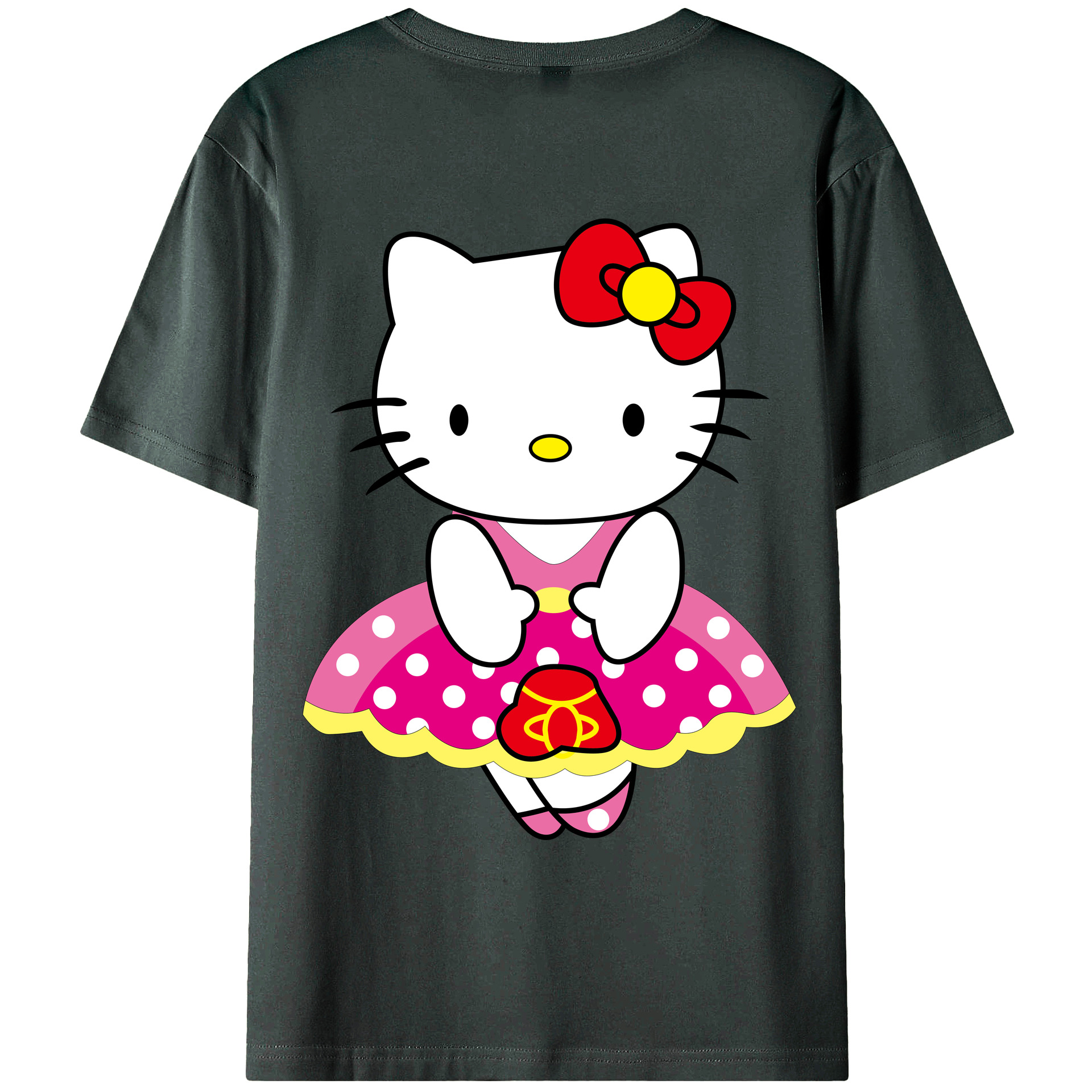 （画像用） Hello Kitty ハローキティ 綿100％ メンズ半袖Tシャツ（バックプリント） 通気性